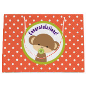 Brown Baby Monkey met Pacifier Gefeliciteerd Large Cadeautasje (Voorkant)
