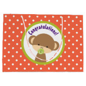 Brown Baby Monkey met Pacifier Gefeliciteerd Large Cadeautasje (Achterkant)