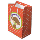 Brown Baby Monkey met Pacifier Gefeliciteerd Medium Cadeauzakje (Achterkant Gekanteld)