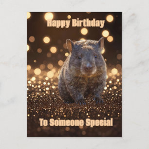 Brown Baby Wombat op Brown Bokeh Bliss, Briefkaart