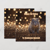 Brown Baby Wombat op Brown Bokeh Bliss, Feestdagenkaart (Voorkant / Achterkant)