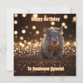 Brown Baby Wombat op Brown Bokeh Bliss, Feestdagenkaart (Voorkant)