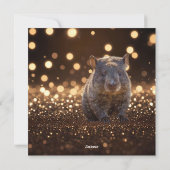 Brown Baby Wombat op Brown Bokeh Bliss, Feestdagenkaart (Achterkant)