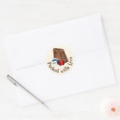 Brown Bag School Lunch verpakt met Love Ronde Sticker (Envelop)