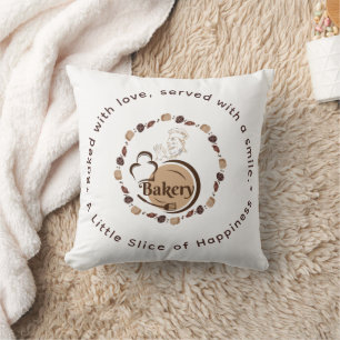 Brown Bakery Chef Logo Koekjes Croissant Kussen