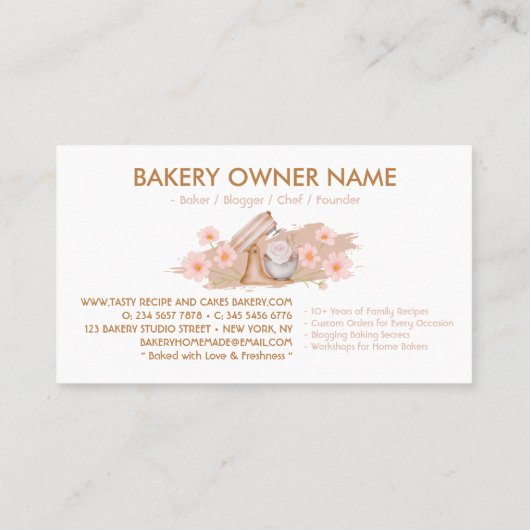 Brown Baking Utensils Bakkerij Baker Visitekaartje (Achterkant)
