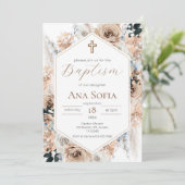 Brown Baptism Invitation Kaart (Staand voorkant)