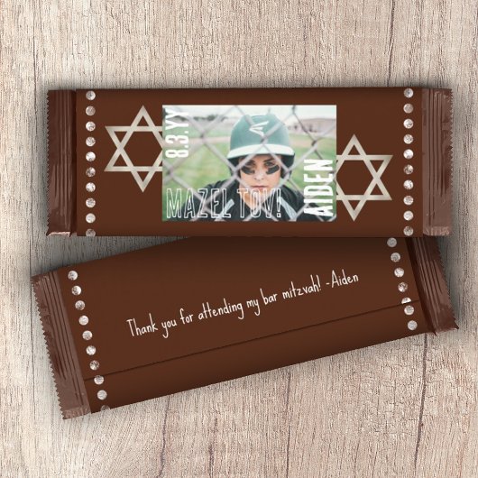 Brown Bar Mitzvah Stars Budget Snoep Bar Wrapper Flyer