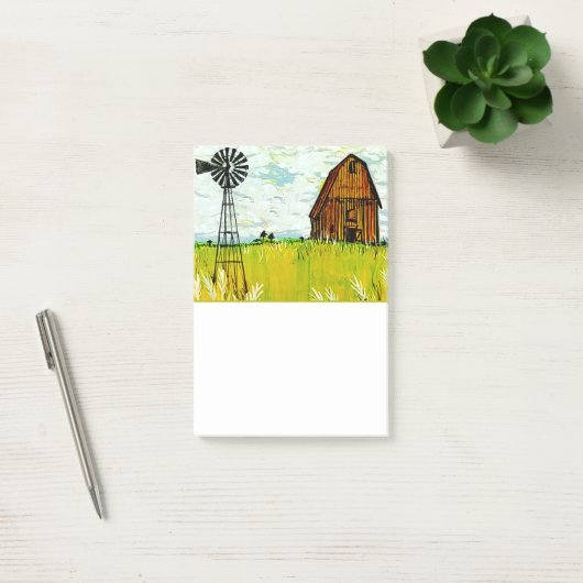 Brown Barn Summer Landscape Post-It Notes (Kantoor)