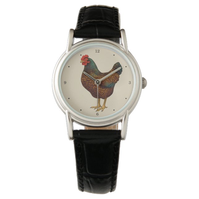 Brown Barnevelder Hen Chicken Horloge (Voorkant)