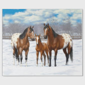 Brown Bay Appaloosa-paarden in sneeuw Cadeaupapier (Vlak)