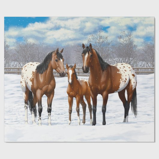 Brown Bay Appaloosa-paarden in sneeuw Cadeaupapier (Vlak)