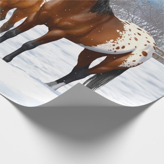 Brown Bay Appaloosa-paarden in sneeuw Cadeaupapier (Hoek)