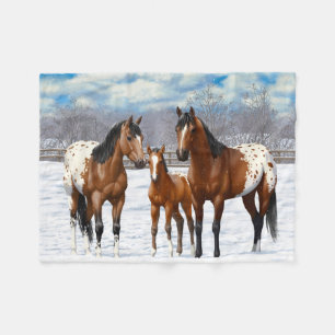 Brown Bay Appaloosa-paarden in sneeuw Fleece Deken