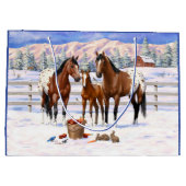 Brown Bay Appaloosa-paarden in sneeuw Groot Cadeauzakje (Achterkant)