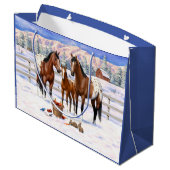 Brown Bay Appaloosa-paarden in sneeuw Groot Cadeauzakje (Achterkant Gekanteld)