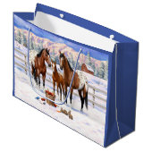 Brown Bay Appaloosa-paarden in sneeuw Groot Cadeauzakje (Voorkant Gekanteld)