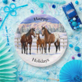 Brown Bay Appaloosa-paarden in sneeuw Papieren Bordje (Feest)