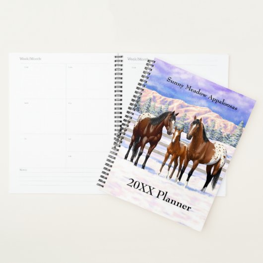 Brown Bay Appaloosa-paarden in sneeuw Planner (Display)