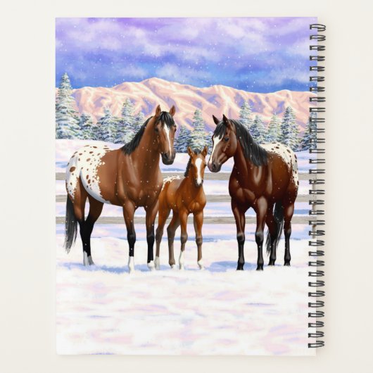 Brown Bay Appaloosa-paarden in sneeuw Planner (Achterkant)