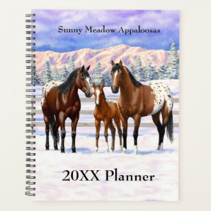 Brown Bay Appaloosa-paarden in sneeuw Planner