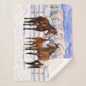 Brown Bay Appaloosa-paarden in sneeuw Sherpa Deken (Voorkant)