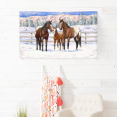Brown Bay Appaloosa-paarden in sneeuw Spandoek (Insitu)