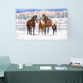 Brown Bay Appaloosa-paarden in sneeuw Spandoek (Beurs)