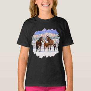 Brown Bay Appaloosa-paarden in sneeuw T-shirt