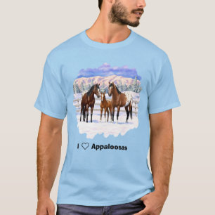 Brown Bay Appaloosa-paarden in sneeuw T-shirt