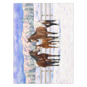 Brown Bay Appaloosa-paarden in sneeuw Tafelkleed (Voorkant)