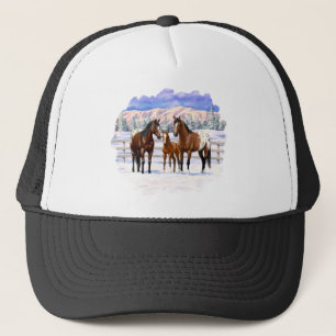 Brown Bay Appaloosa-paarden in sneeuw Trucker Pet