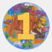Brown Bear 1st Birthday Sticker (Voorkant)