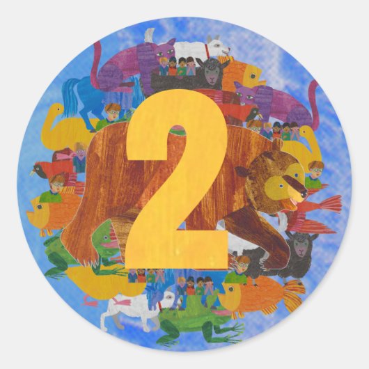 Brown Bear 2nd Birthday Sticker (Voorkant)