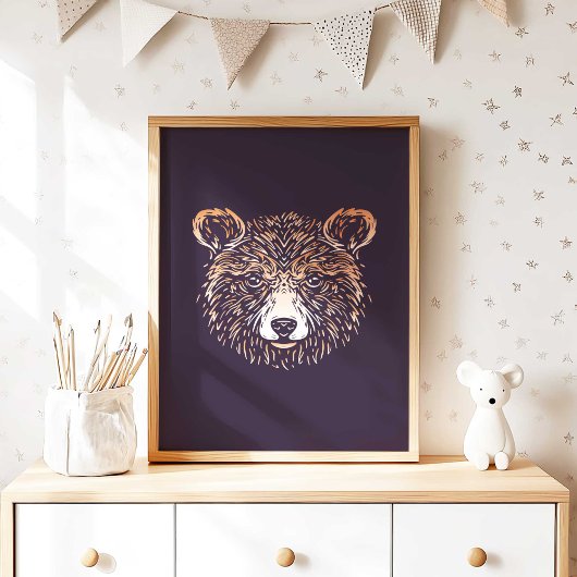 Brown Bear | Afdruk van de wand van bosdieren Poster