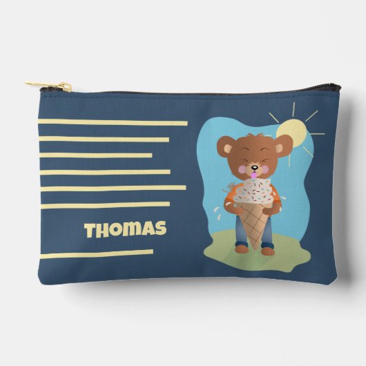 Brown Bear and Ice Cream Cone Kid Pencil Pouch Etui (Voorkant)
