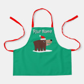 Brown bear cartoon with santa hat kid's Christmas Schort (Voorkant)