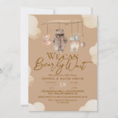 Brown Bear Clothes Baby Shower Invitation Kaart (Voorkant)