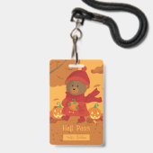 Brown Bear | Herfst Student Hall Pass Badge (Voorzijde met lanyard)