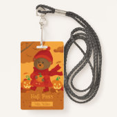 Brown Bear | Herfst Student Hall Pass Badge (Voorkant met draagriem)