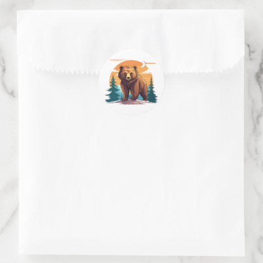 Brown bear ronde sticker (Tas)