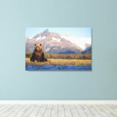 brown bear, Ursus arctos, grizzly bear, Ursus Canvas Afdruk (Insitu (Houten vloer))