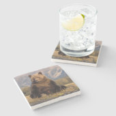 brown bear, Ursus arctos, grizzly bear, Ursus Stenen Onderzetter (Zijkant)