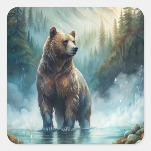 Brown Bear  Vierkante Sticker (Voorkant)