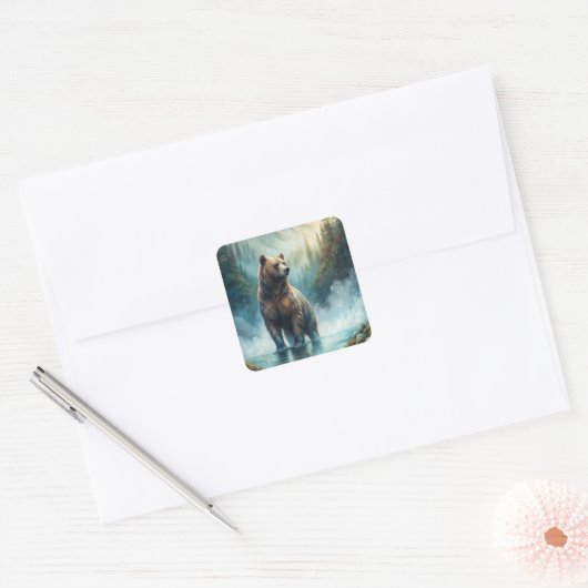Brown Bear  Vierkante Sticker (Envelop)