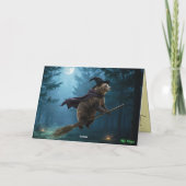 Brown Bear Witch Halloween Card Feestdagen Kaart (Achterkant)