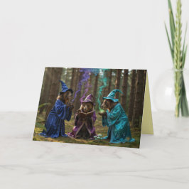 Brown Bear Witch Halloween Card Feestdagen Kaart