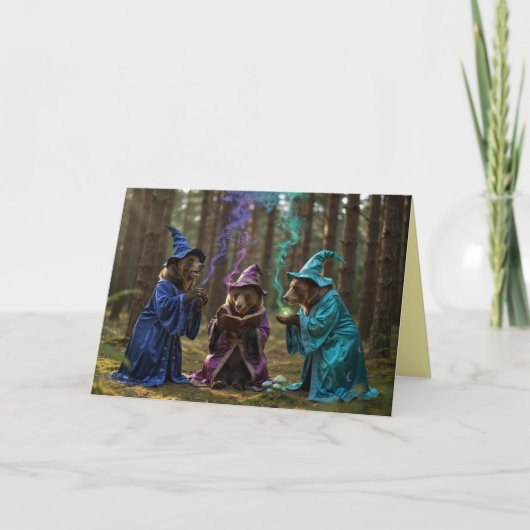 Brown Bear Witch Halloween Card Feestdagen Kaart (Voorkant)