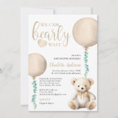 Brown Bearly Wait Baby shower Invitation Kaart (Voorkant)