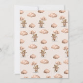 Brown Beary First Birthday Girl Kaart (Achterkant)